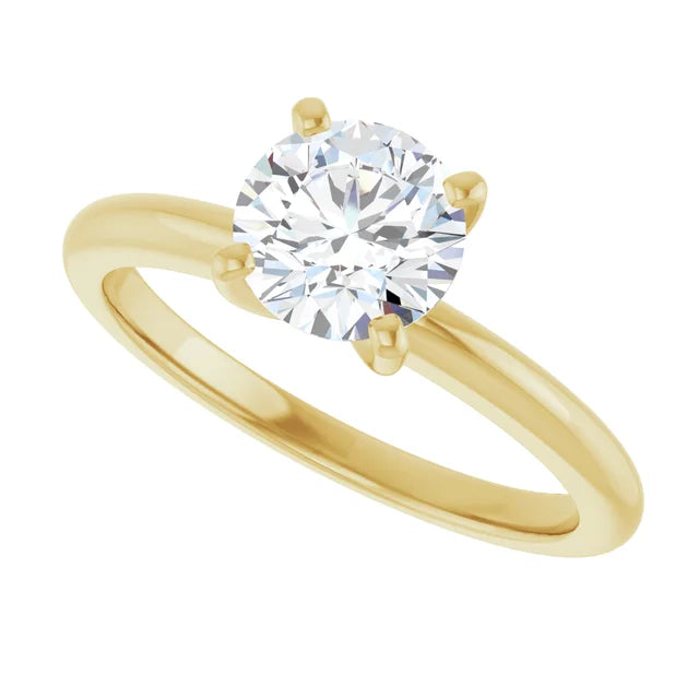 1 CT round solitaire diamond engagement ring on yellow gold