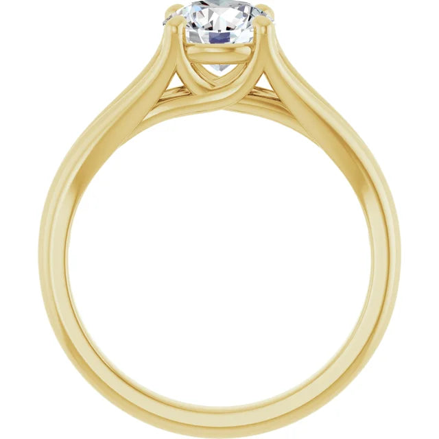 1 CT Split Shank Solitaire Diamond engagement Ring yellow gold showing under gallery