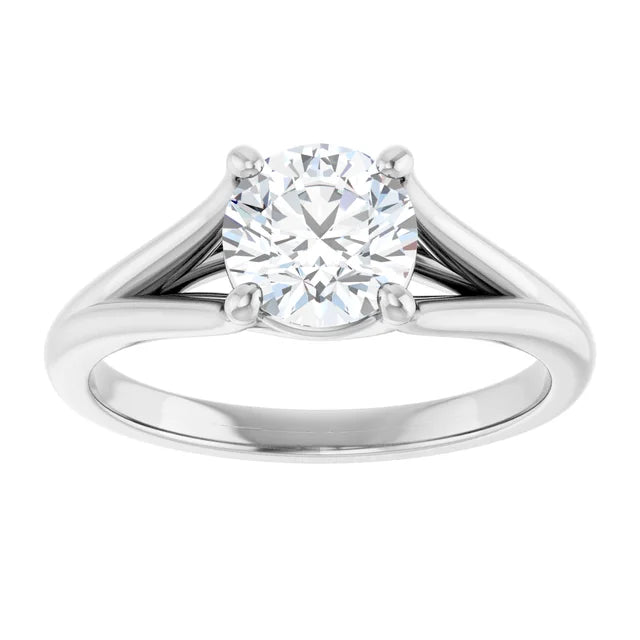 1 CT Split Shank Solitaire Diamond engagement Ring on White Gold