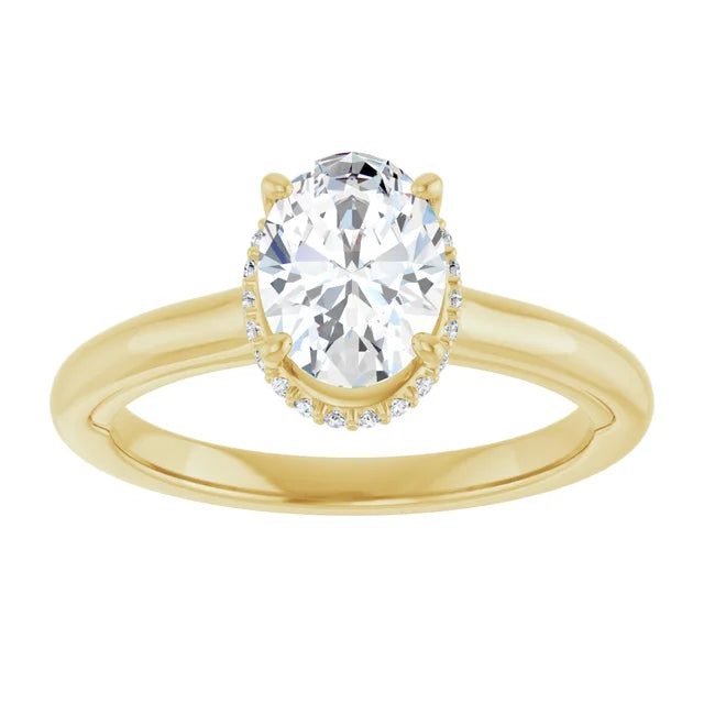 Oval Diamond Engagement Ring on Yellow Gold showing center stone