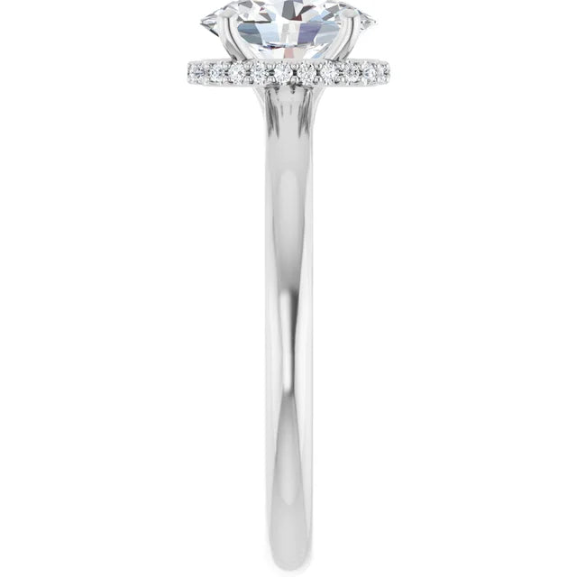 Oval Diamond Engagement Ring on White gold showing under gallery