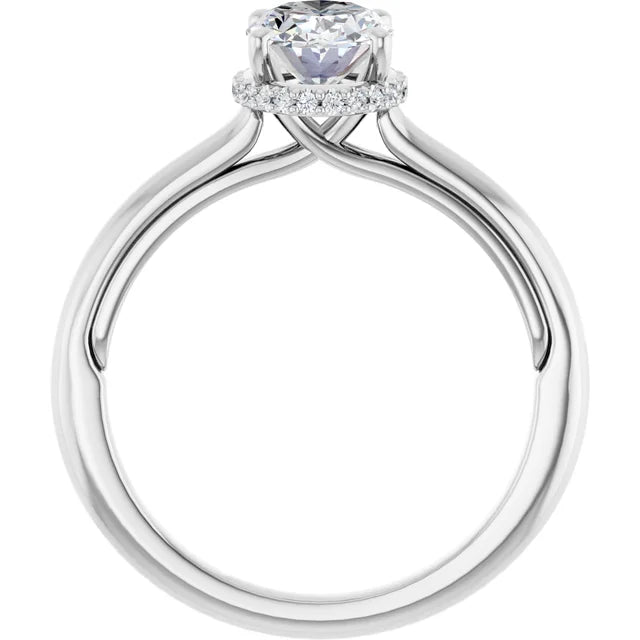 Oval Diamond Engagement Ring showing diamond under the gellery