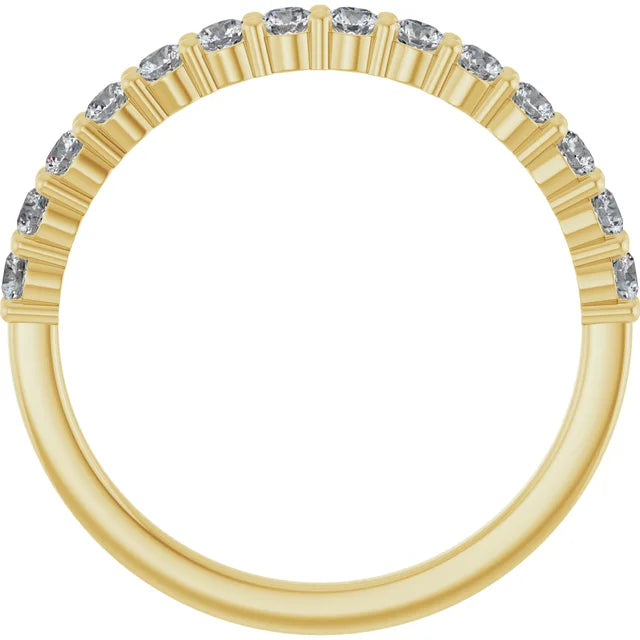 Diamond wedding Band for women 1/2 CTW yellow gold showing under gallery
