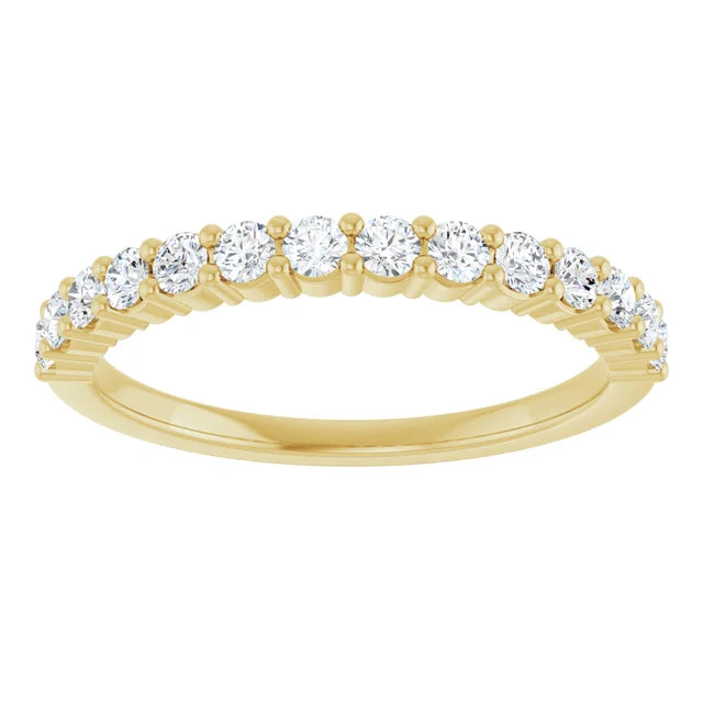 Diamond wedding Band for women 1/2 CTW yellow gold showing diamond stones