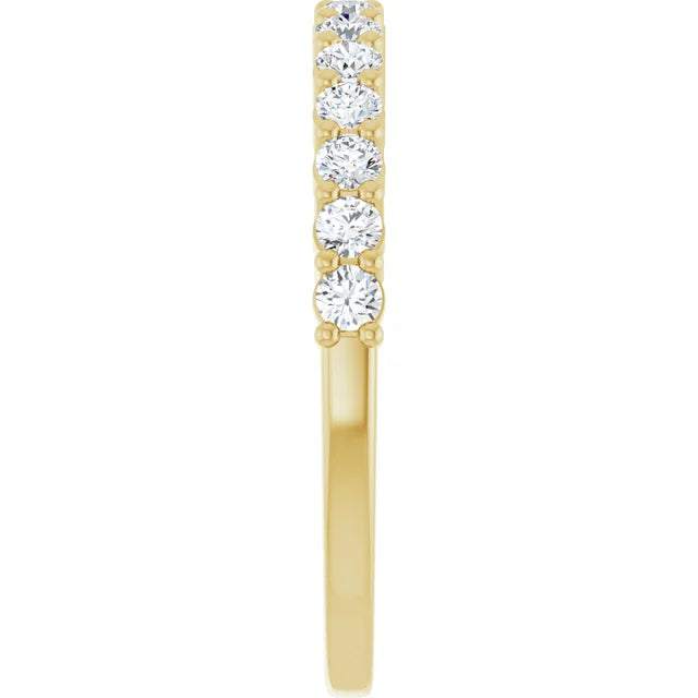 Diamond wedding Band for women 1/2 CTW yellow gold showing diamond from the side