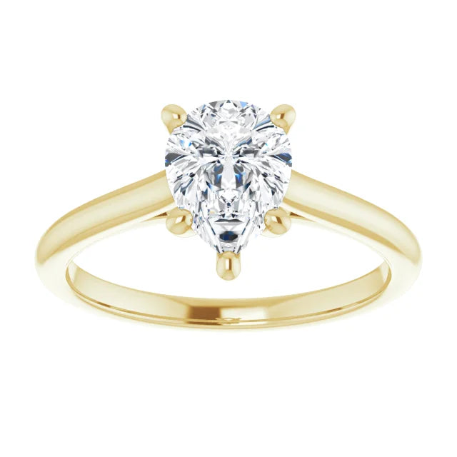 1 CT Pear Solitaire Diamond Engagement for women on yellow gold