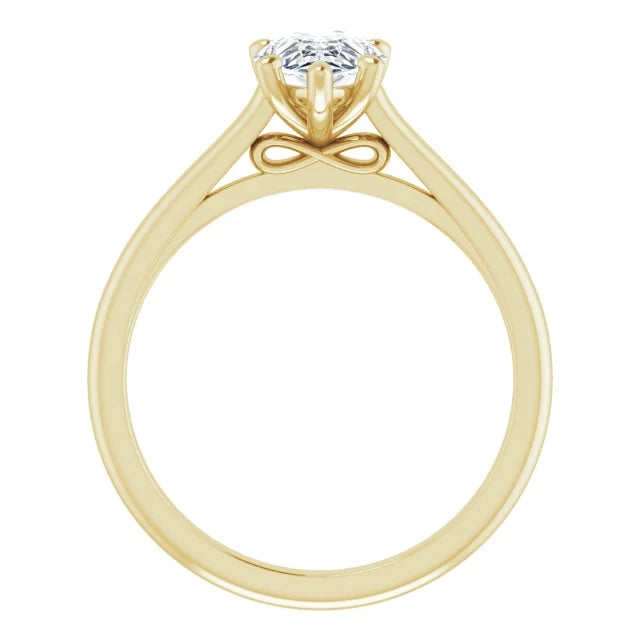 1 CT Pear Solitaire Diamond Engagement for women yellow gold showing under gallery