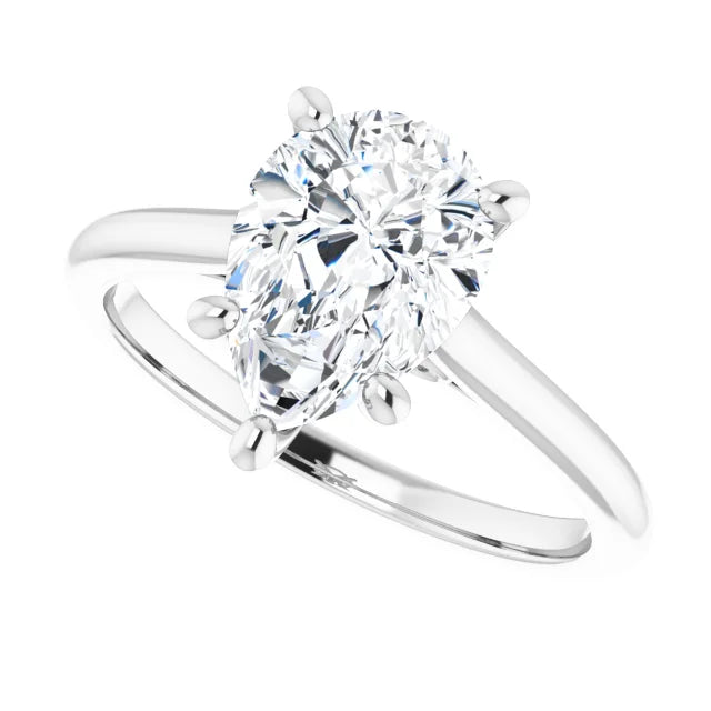 2 CT Pear Solitaire Diamond Engagement for women sideway picture showing center stone