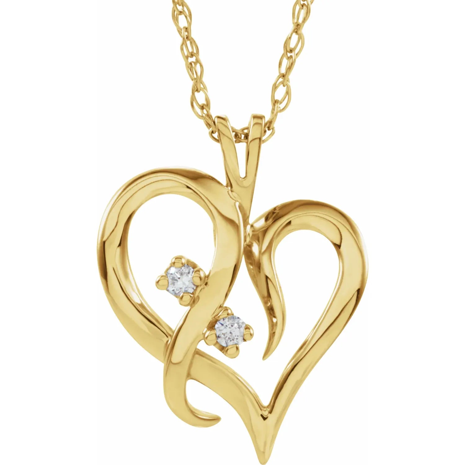 03 CTW Natural Diamond Accented Heart Necklace on yellow gold