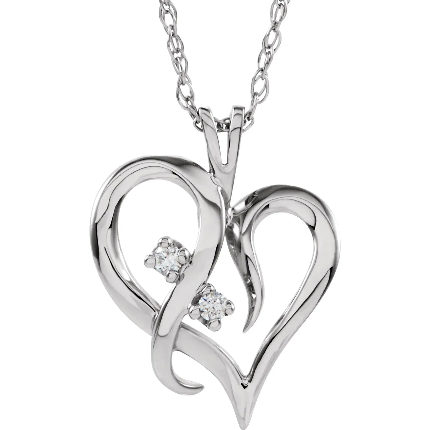 03 CTW Natural Diamond Accented Heart Necklace  on white gold