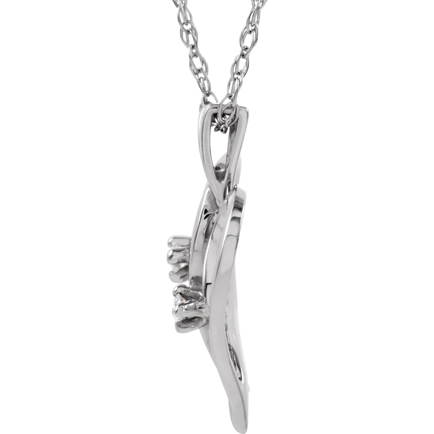 03 CTW Natural Diamond Accented Heart Necklace on white gold showing diamonds from the side 