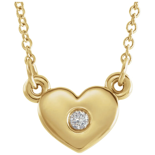 03 CTW Natural Diamond Heart Necklace on yellow gold