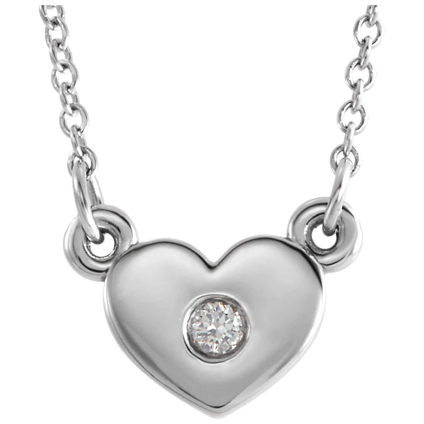 03 CTW Natural Diamond Heart Necklace on White gold 