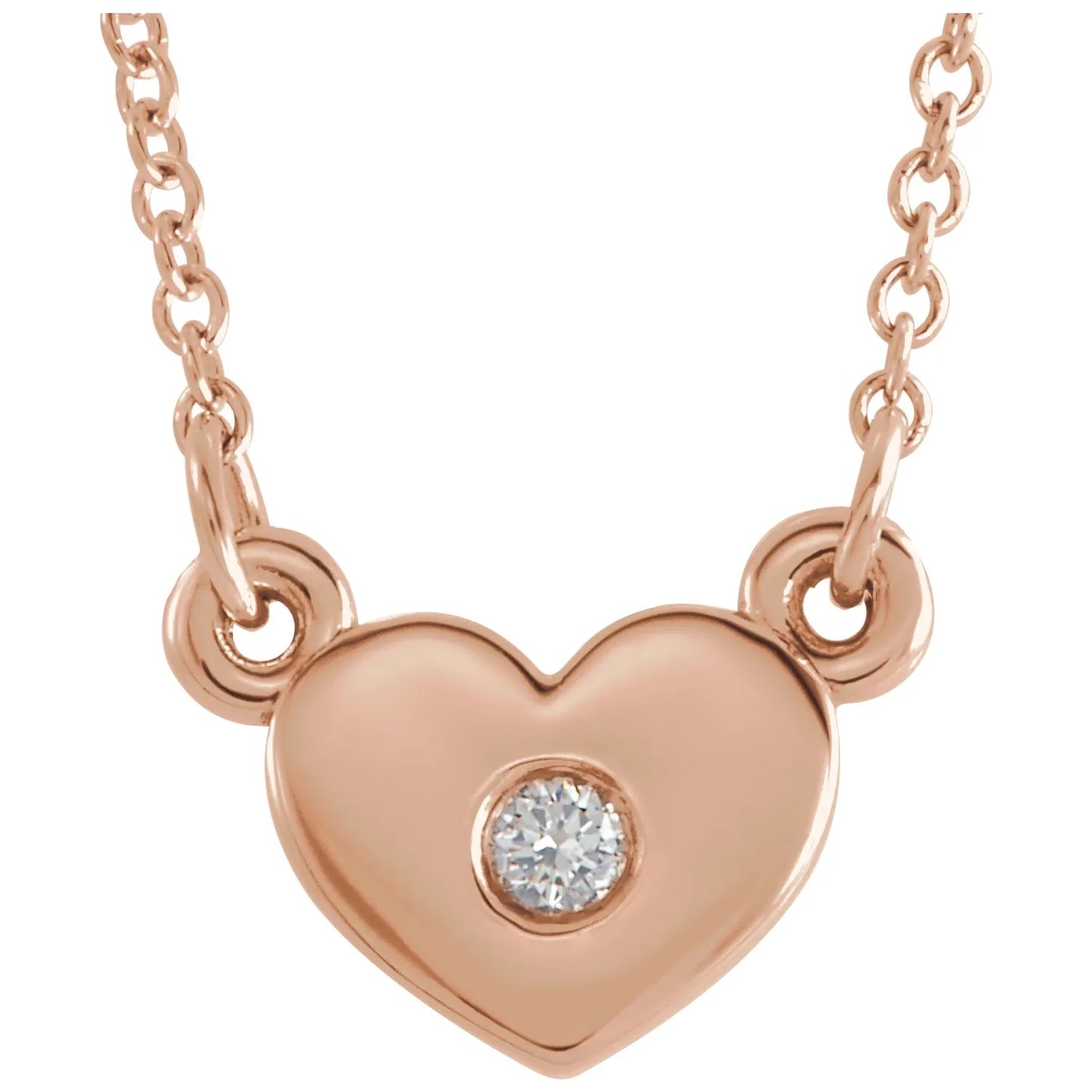 03 CTW Natural Diamond Heart Necklace on Rose Gold