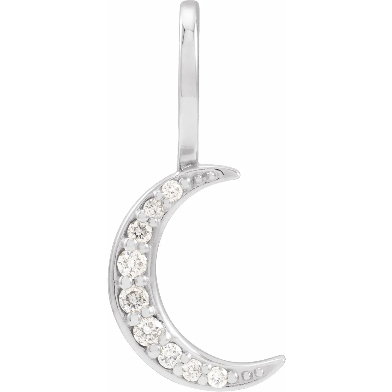 07 CTW Natural Diamond Crescent Moon Charm/Pendant on white gold