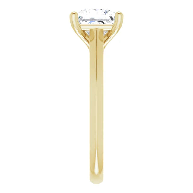 1 1/2 CT Princess Cut Lab Grown Diamond Engagement Ring on Yellow Gold showing shank