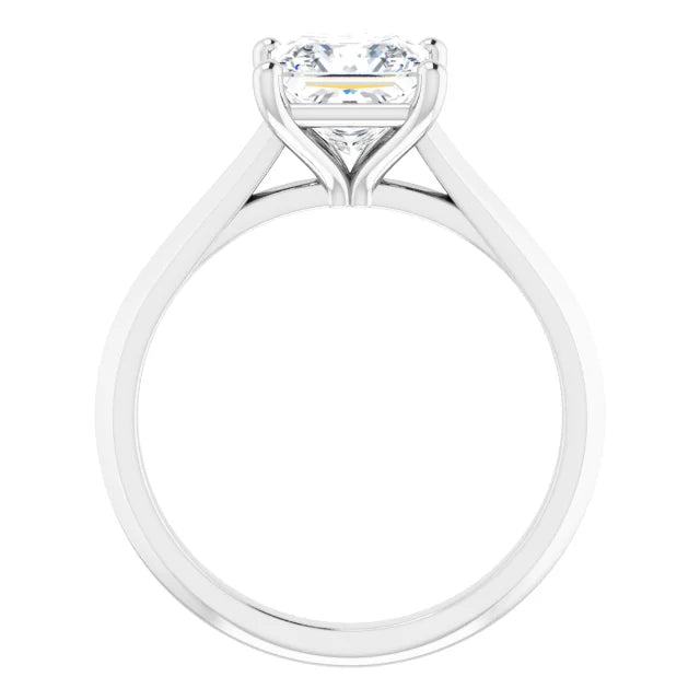 1 1/2 CT Princess Cut Lab Grown Diamond Engagement Ring on white gold showing center stone and under gallery 