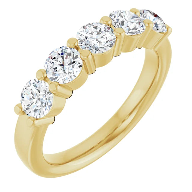 5 Stone diamond wedding band yellow gold