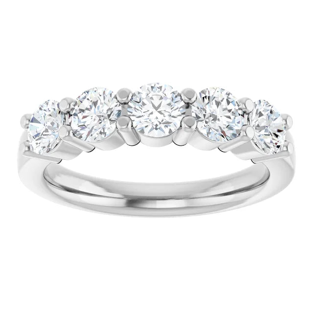 5 Stone diamond wedding band white gold