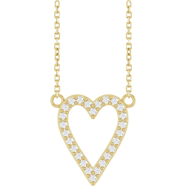 13.4 x 12.5 mm Natural Dimond heart Necklace 