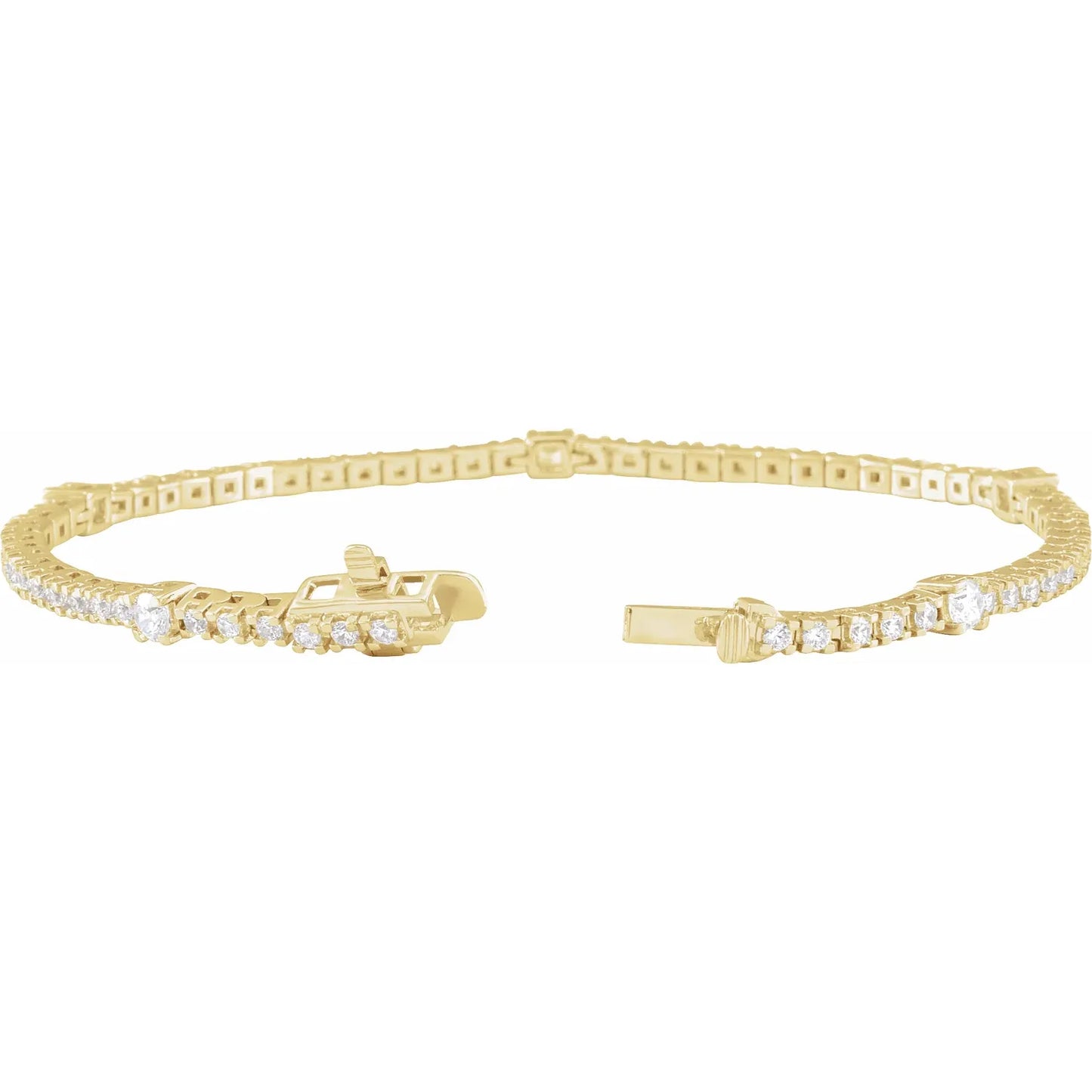 1 3/4 CTW Lab-Grown Diamond Tennis Bracelet Yellow Gold open Clasp