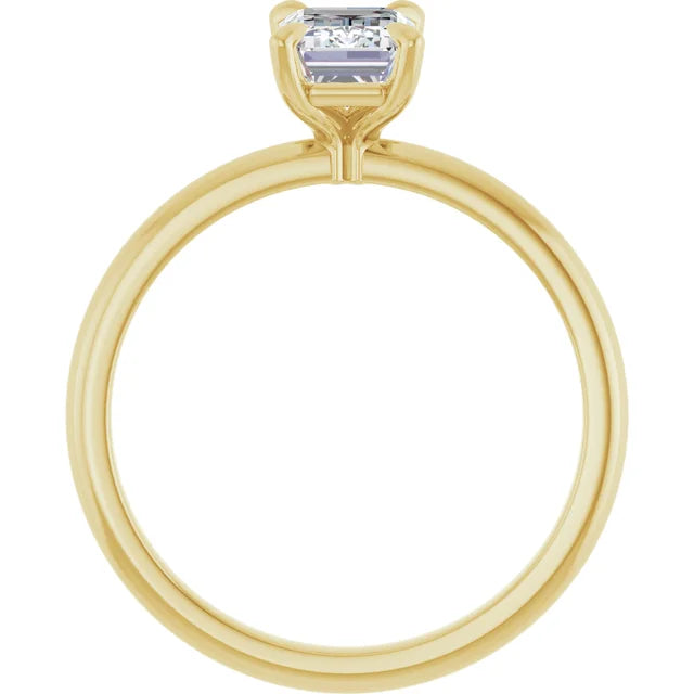 Emerald Cut Lab Grown Diamond Engagement Ring on yellow gold showing under gallery 