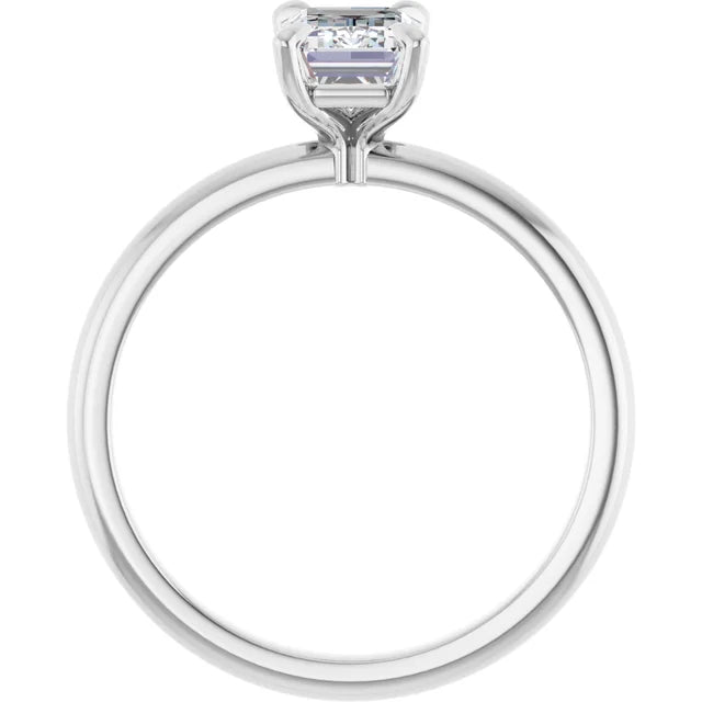 Emerald Cut Lab Grown Diamond Engagement Ring on white gold showing under gallery 