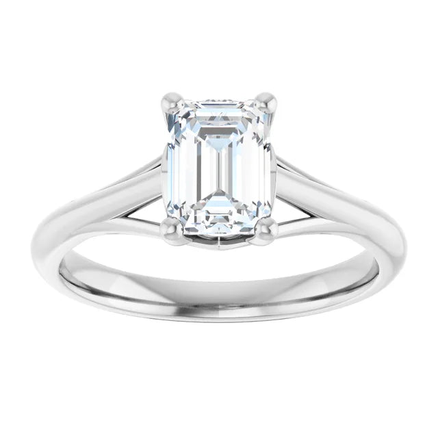 1 CT Emerald cut diamond engagement ring for women on white gold 