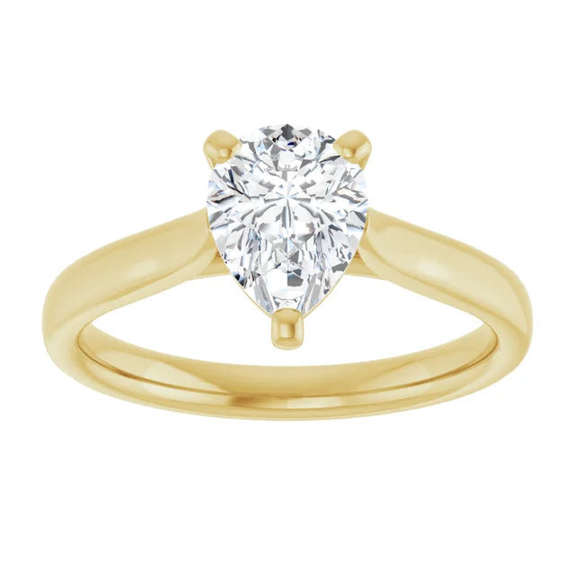 1 CT Pear Lab Grown Diamond engagement Ring for Women Yellow Gold