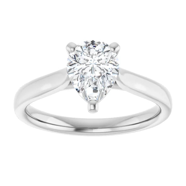 1 CT Pear Lab Grown Diamond engagement Ring for Women White gold 