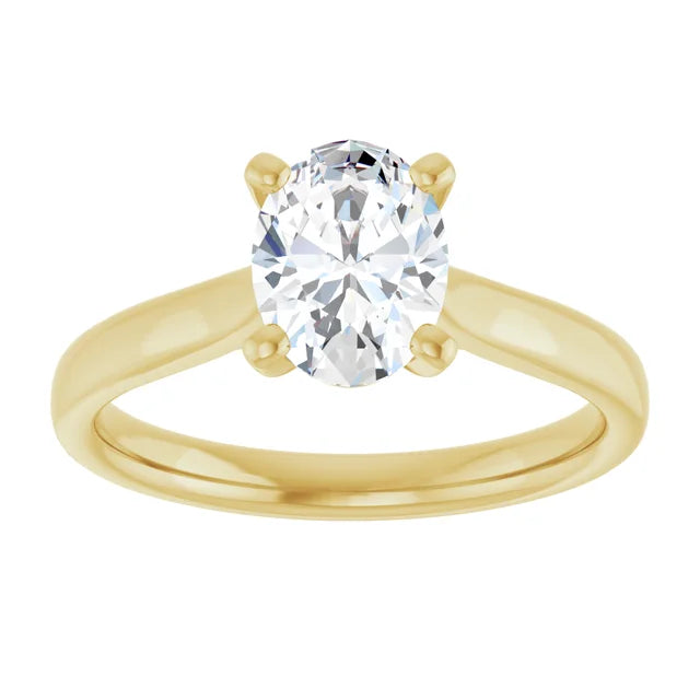 1 CT Oval Cut Solitaire Lab Grown Diamond Engagement Ring Yellow Gold