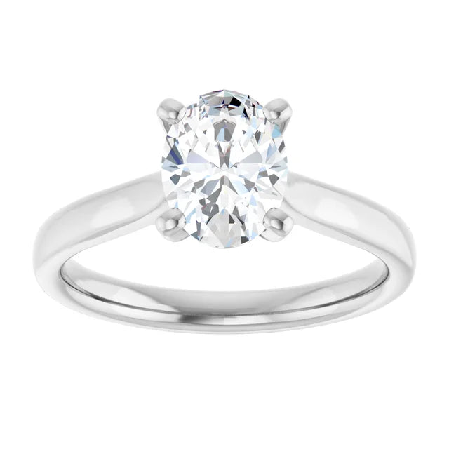 1 CT Oval Cut Solitaire Lab Grown Diamond Engagement Ring White Gold