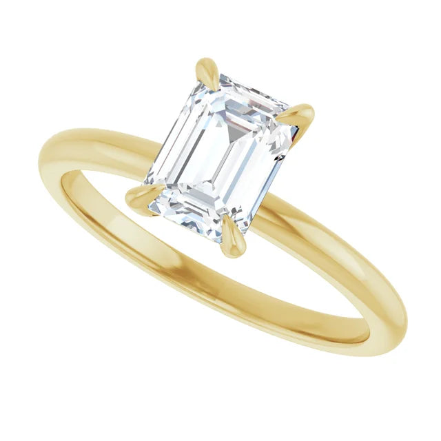 Emerald Cut Lab Grown Diamond Engagement Ring 1 CTW on Yellow gold