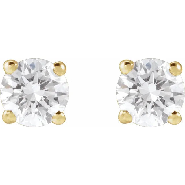 1 CTW Diamond Stud Earrings Yellow Gold