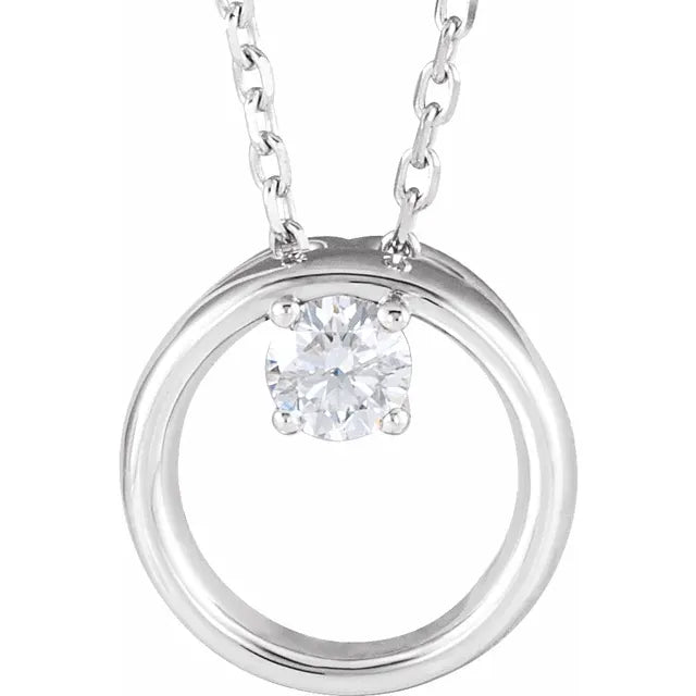 1/10 CT Natural Diamond Circle Necklace on white gold