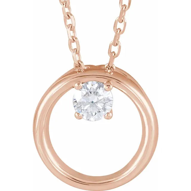 1/10 CT Natural Diamond Circle Necklace on Rose gold