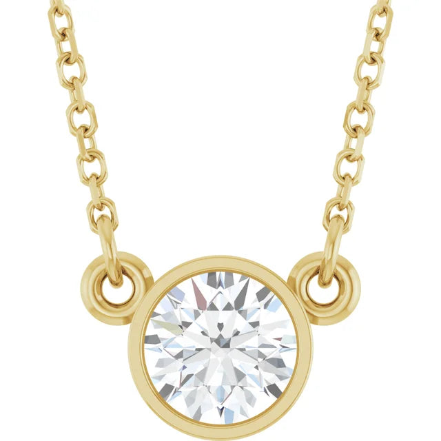 1/2 CT Lab-Grown Diamond Bezel Set Solitaire Necklace 