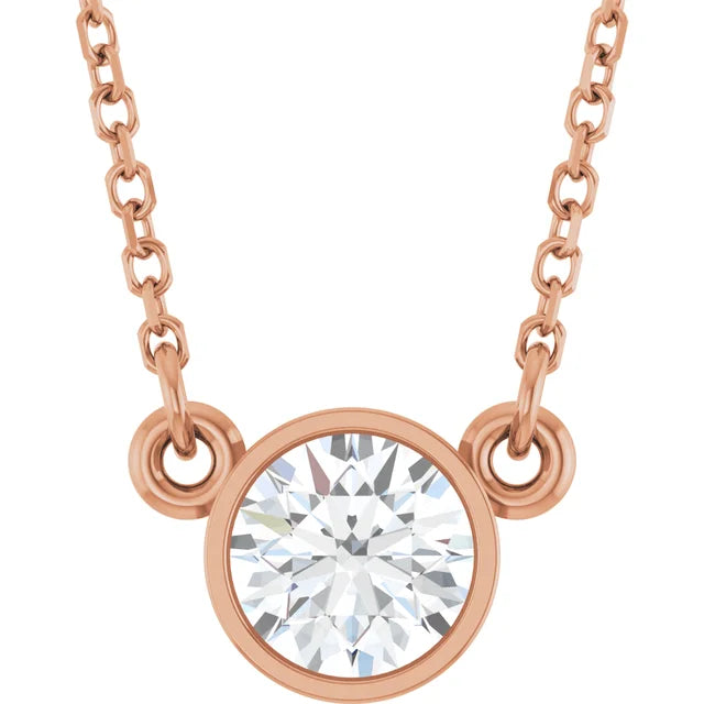 1/2 CT Lab-Grown Diamond Bezel Set Solitaire Necklace on Rose gold