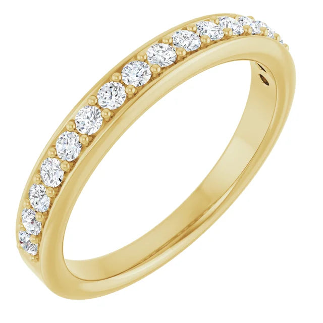 1/3 CTW Diamond wedding band for women yellow gold picture from the side 