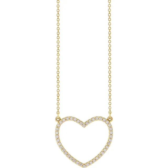 1/4 CTW Natural Diamond Heart Necklace on Yellow Gold