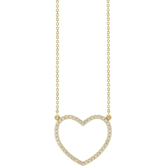 1/4 CTW Natural Diamond Heart Necklace on Yellow Gold