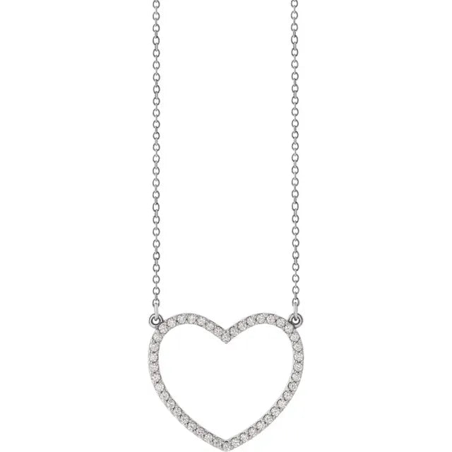 1/4 CTW Natural Diamond Heart Necklace on White Gold