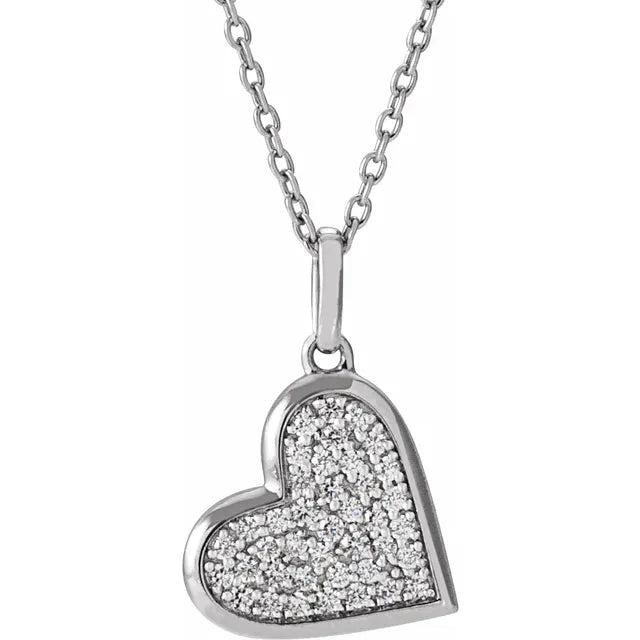 1/4 CTW Natural Diamond Heart Necklace white gold