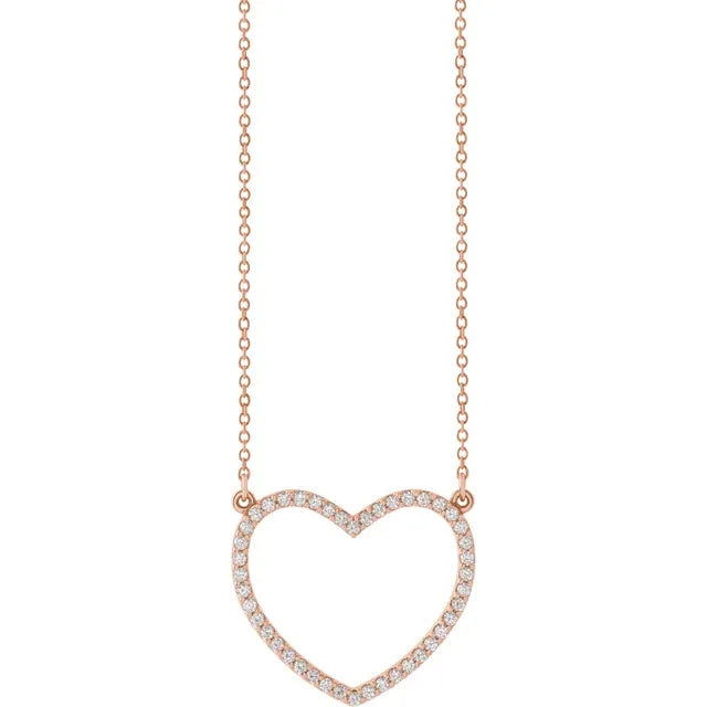 1/4 CTW Natural Diamond Heart Necklace on Rose Gold