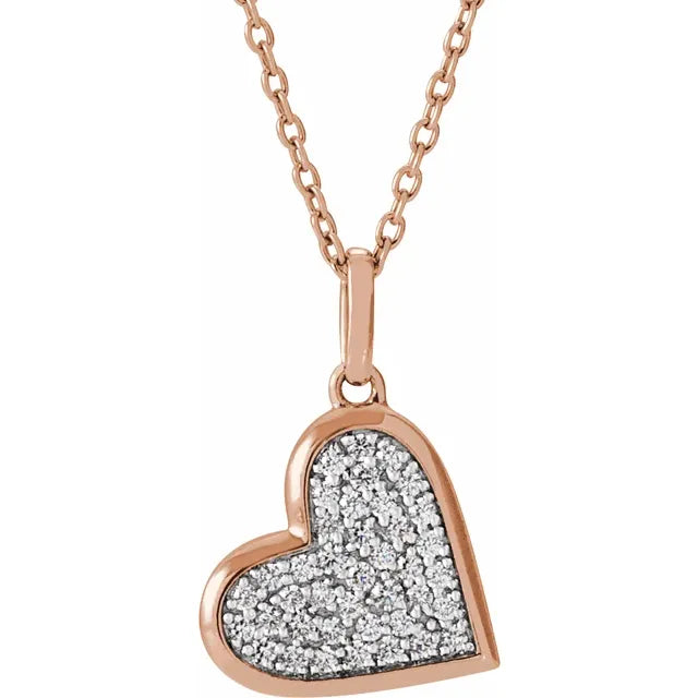  1/4 CTW Natural Diamond Heart Necklace Rose gold