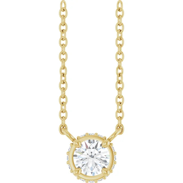 1/4 CTW Natural Diamond Hidden Halo-Style Solitaire Necklace 