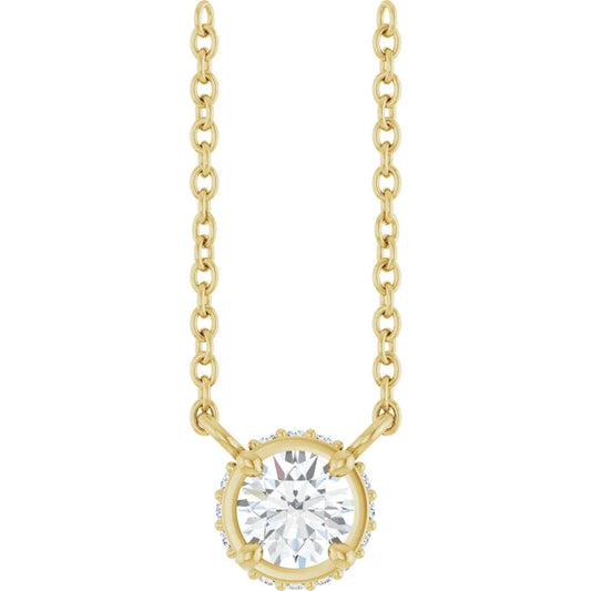 1/4 CTW Natural Diamond Hidden Halo-Style Solitaire Necklace 