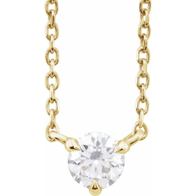 1/5 CTW Natural Diamond Solitaire Necklace on yellow gold