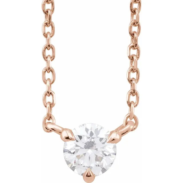 1/5 CTW Natural Diamond Solitaire Necklace on Rose Gold