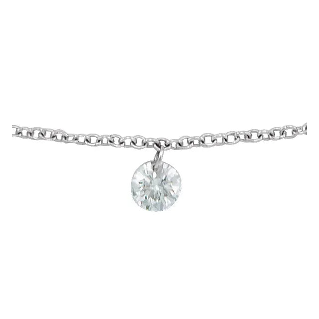 1/6 CT Drilled Natural Diamond Solitaire Necklace on white gold showing Diamond Stone 